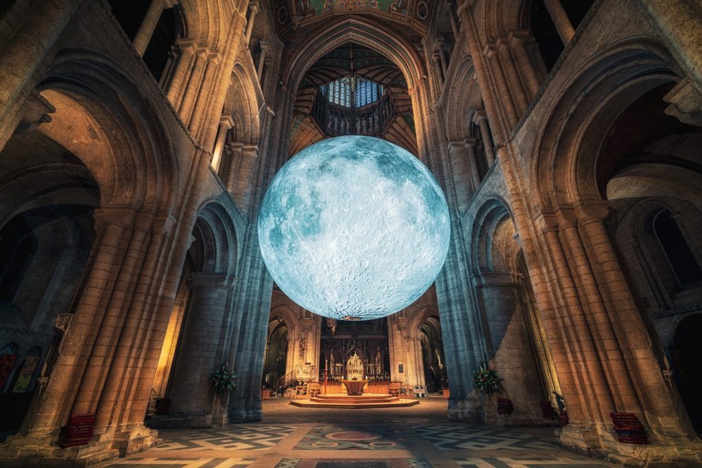 Museum of the Moon by Luke Jerram. Ely Cathedral UK 2019. Photo c James Billings 1